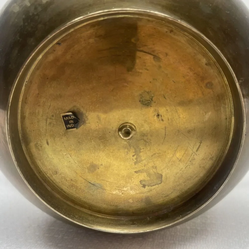 Vintage Solid Brass Cauldron Planter Pot Handle Mid-Century Modern Decor India